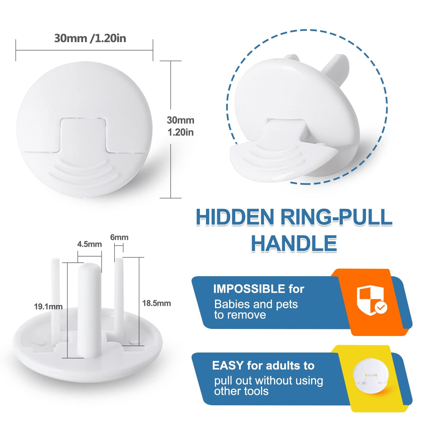 Outlet Covers Baby Proofing White - 38 Pack Plug Covers for Electrical Outlets, Child Proof Socket Covers, Baby Safety Products for Home, Office, Easy Insatllation, Protect Babies