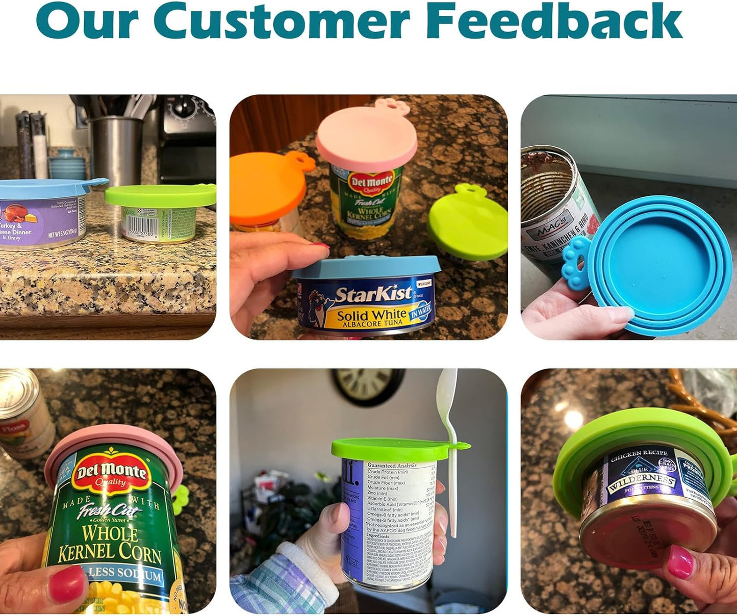 5 Pack Silicone Pet Can Cover Lids, Universal Size for Dog Cat Food, 1 Fit 3 Standard Size Can Tops, BPA Free Dishwasher Safe (Blue, Green, Orange, Pink, Yellow)