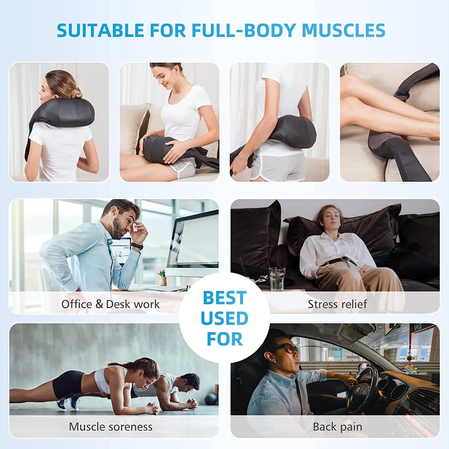 Shiatsu Shoulder Neck Massager with Heat, 4D Deep Kneading Back Massager Gifts for Men Women