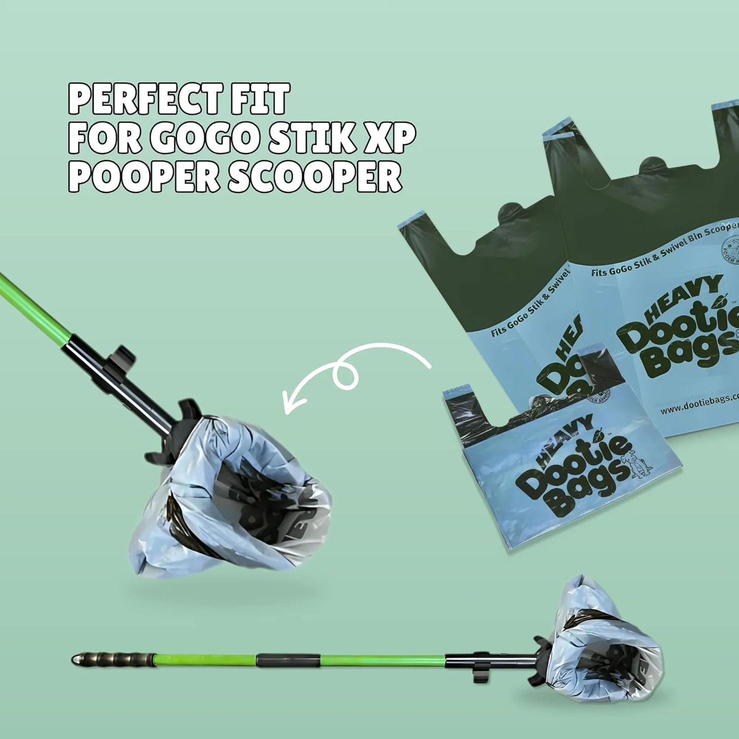 HEAVY Dootie Bags with EZ Tie Handles. Clean and Convenient for Pet Dog Poop, Cat Litter. Multi-Use. Great for Swivel Bin and  Scoopers. Made with Cornstarch. Strong, Leakproof and Very Large