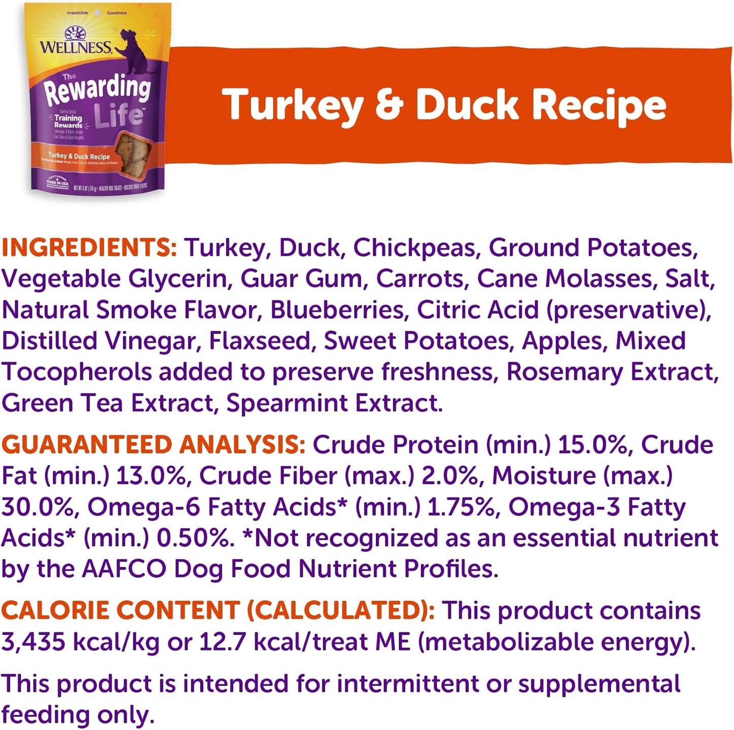 Rewarding Life Dog Treats, Natural, Training Treat, Grain Free, Soft Turkey & Duck (6 Ounce Bag)