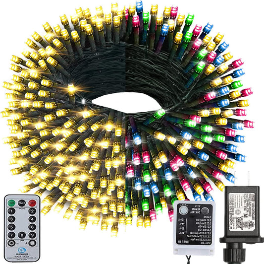 Haili Christmas Lights Outdoor,105Ft 300 LED Color Changing Lights with Timer Remote, UL Certified 9 Lighting Modes for House Christmas Tree Halloween, Garden, Party, Wedding Decoration