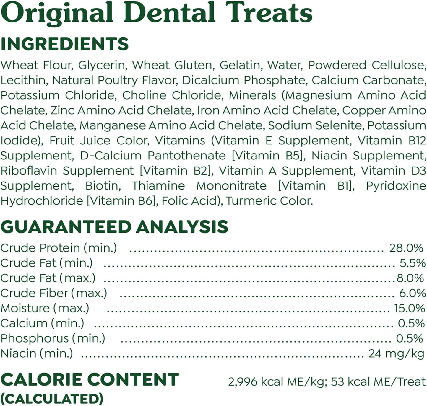 Original Large Dental Dog Treats, 54 Oz. Pack (34 Treats)