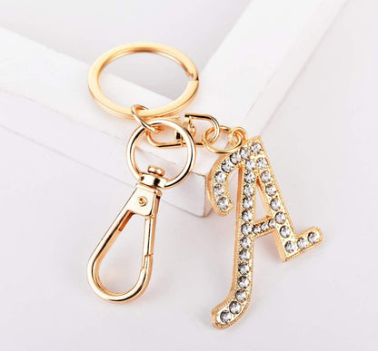 Keychain for Women Purse Charms for Handbags Crystal Alphabet Initial Letter Pendant with Key Ring