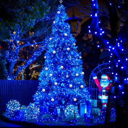250 LED Blue Christmas Lights: 91.5Ft Extendable Green Wire Blue String Lights Outdoor Waterproof - 8 Modes Christmas Tree Light Indoor