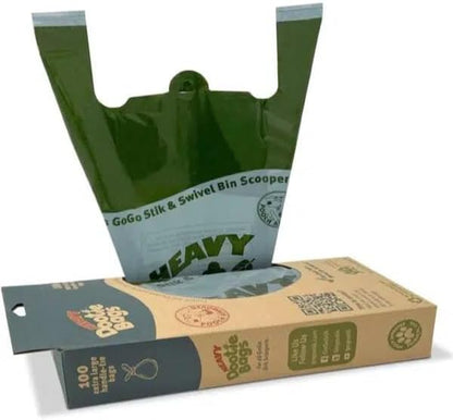 HEAVY Dootie Bags with EZ Tie Handles. Clean and Convenient for Pet Dog Poop, Cat Litter. Multi-Use. Great for Swivel Bin and  Scoopers. Made with Cornstarch. Strong, Leakproof and Very Large
