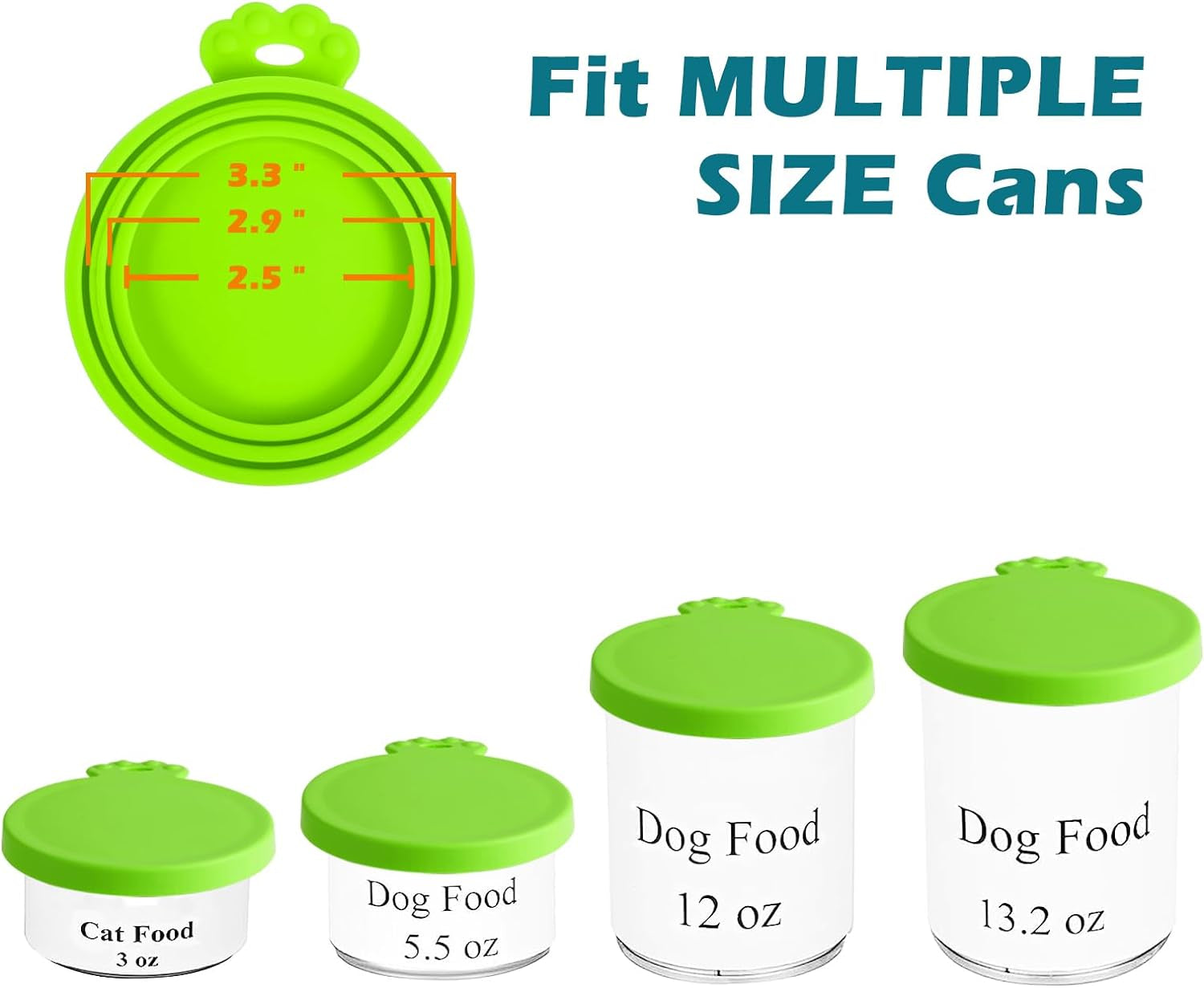 5 Pack Silicone Pet Can Cover Lids, Universal Size for Dog Cat Food, 1 Fit 3 Standard Size Can Tops, BPA Free Dishwasher Safe (Blue, Green, Orange, Pink, Yellow)