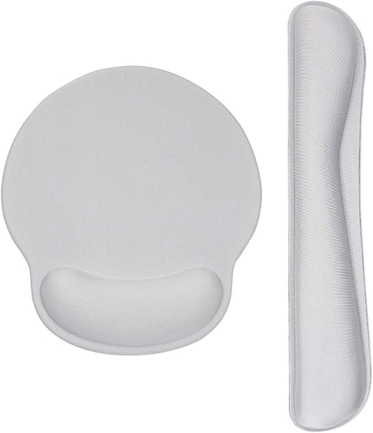 Ergonomic Keyboard Mouse Pad Wrist Rest Support Set for Laptop/Computer/Desktop,Memory Foam Hand Rest Wrist Cushion for Gaming/Office,Lightweight Comfortable & Pain Relief (Greyish White)