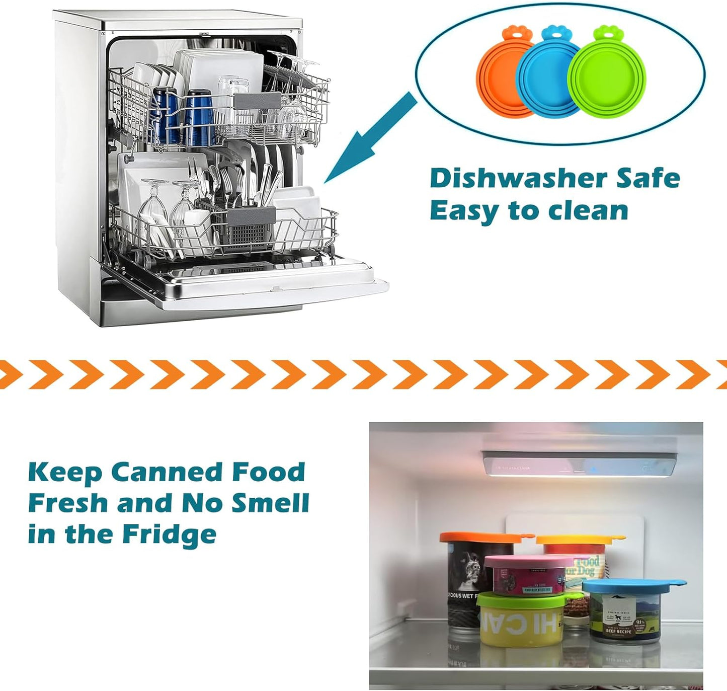 5 Pack Silicone Pet Can Cover Lids, Universal Size for Dog Cat Food, 1 Fit 3 Standard Size Can Tops, BPA Free Dishwasher Safe (Blue, Green, Orange, Pink, Yellow)