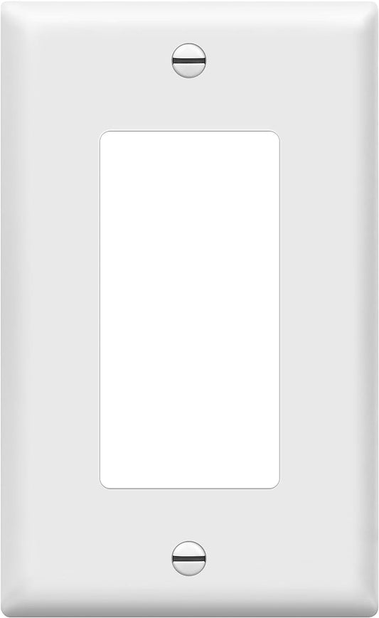 Decorator Light Switch or Receptacle Outlet Wall Plate, Gloss Finish, Size 1-Gang 4.50" X 2.76", Unbreakable Polycarbonate Thermoplastic, UL Listed, 8831-W, White