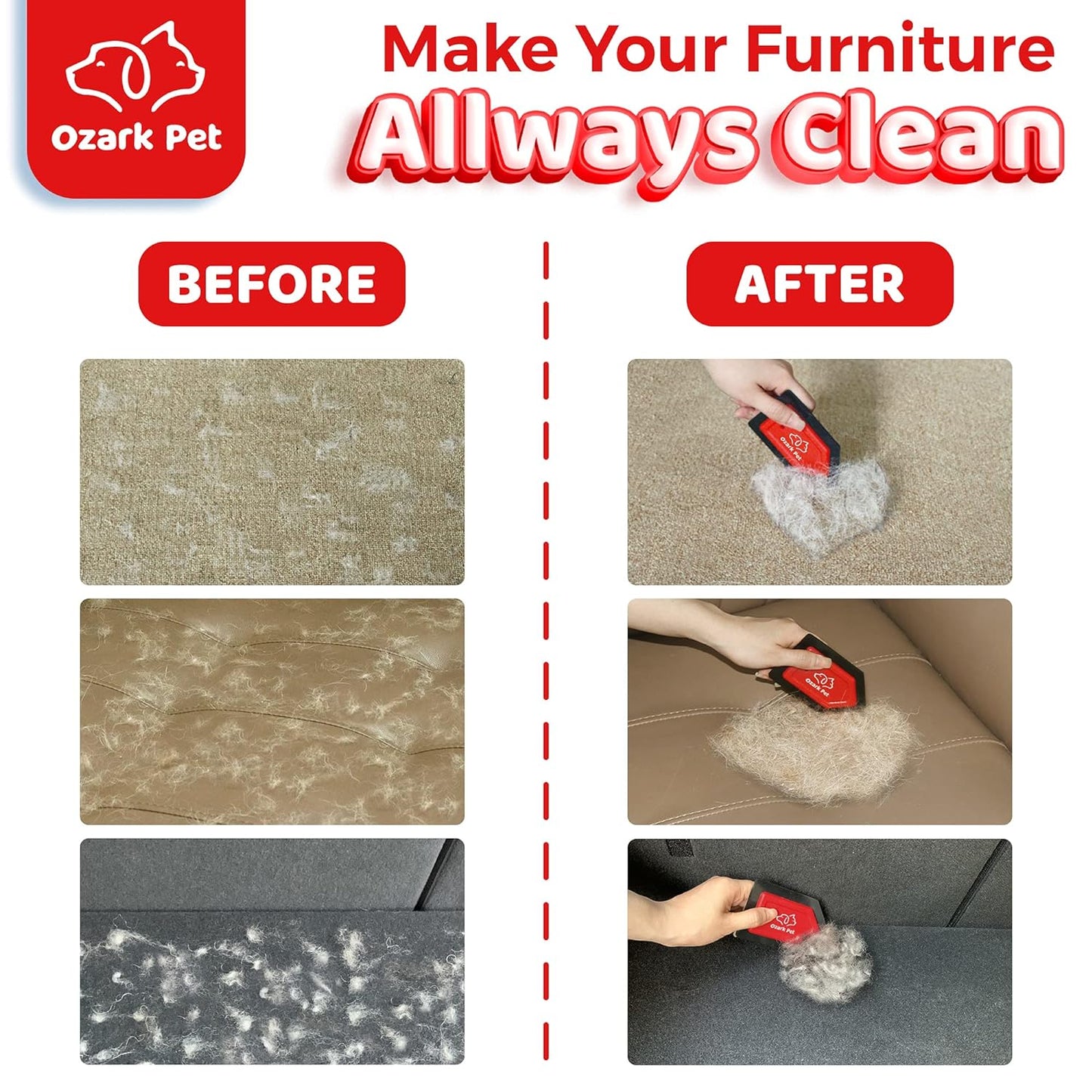 Pet Hair Remover, Dog Hair Remover - with Edge Sweeping, Avoid Scratching, Pet Hair Remover for Couch, Car, and Comforter, an Essential Pet Hair Removal Tool for Your Clean House