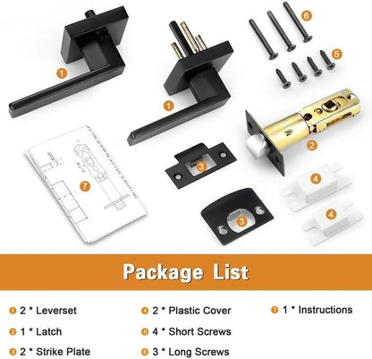 10 Pack| Matte Black Passage Door Levers Interior Heavy Duty Square Door Handles, Hall/Closet Non-Locking Door Levers for Pantry Utility Room, Contractor Pack