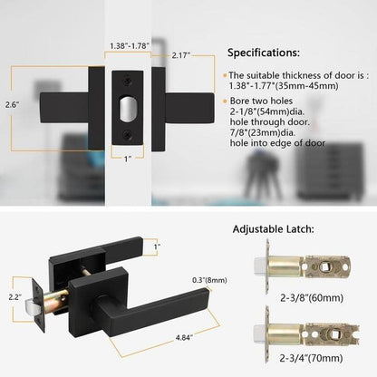 10 Pack| Matte Black Passage Door Levers Interior Heavy Duty Square Door Handles, Hall/Closet Non-Locking Door Levers for Pantry Utility Room, Contractor Pack